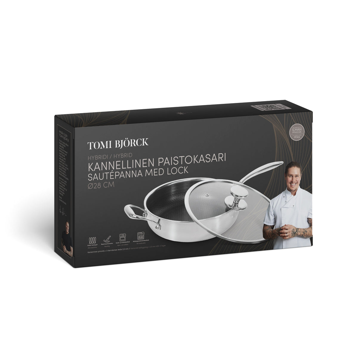 Hybridi-sautépannu Ø28 cm pakkauksessa